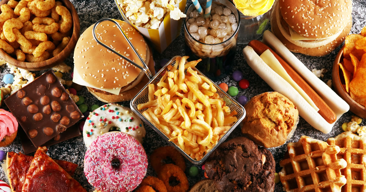A selection of unhealthy foods